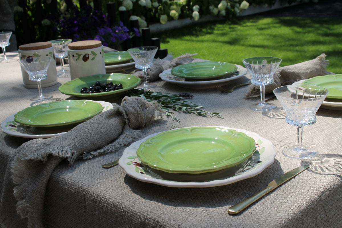 Tafelkleed Petra en servies Olive en Verde Chiaro